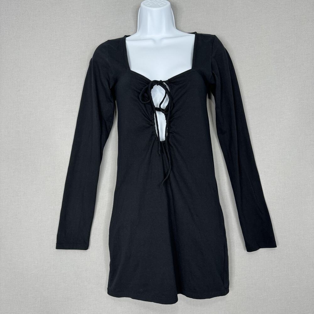 Motel Rocks Keyhole Tie‎ Dress Womens Medium Black Mini Y2K Grunge Club Party